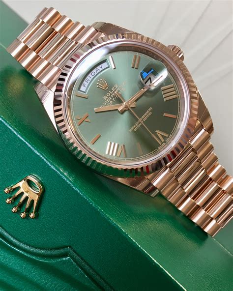 rolex full gold green dial|Rolex day date everose gold.